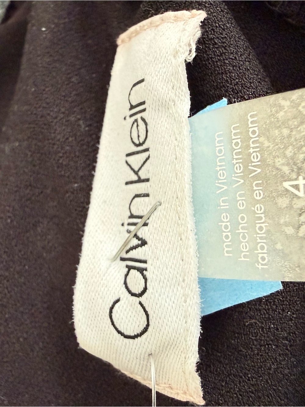 Calvin Klein Black Mini Dress with Pearl-Trim Sleeves - Picture 4 of 7